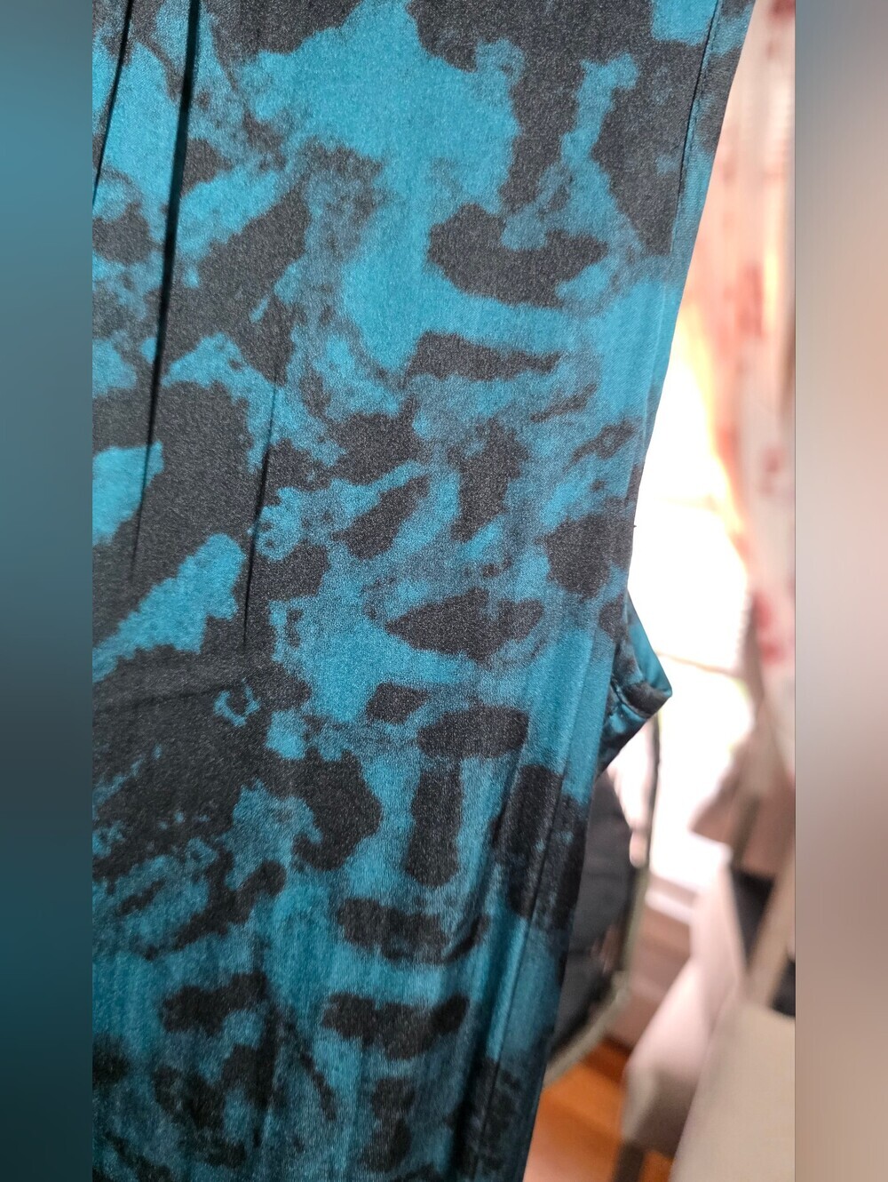 123 Paris Silk Sleeveless Teal and Black Maxi Dress Medium - Picture 7 of 9